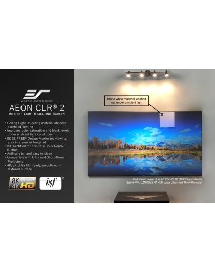 103-Inch Aeon CLR 2 Series Fixed Frame Ceiling/Ambient Light Rejecting 16:9 Front Projection Screen