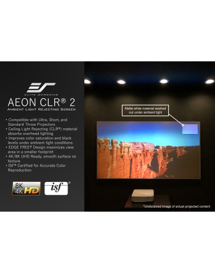 103-Inch Aeon CLR 2 Series Fixed Frame Ceiling/Ambient Light Rejecting 16:9 Front Projection Screen