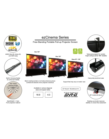 107-Inch ezCinema 2 Series Portable 16:9 Front Projection Screen