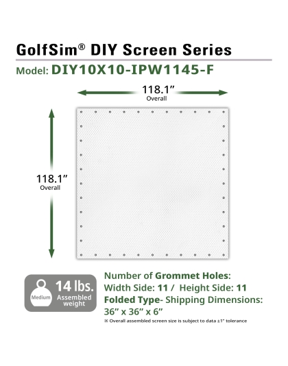-Inch GolfSim DIY ImpactWhite  Series Portable 1:1 Front Projection Screen