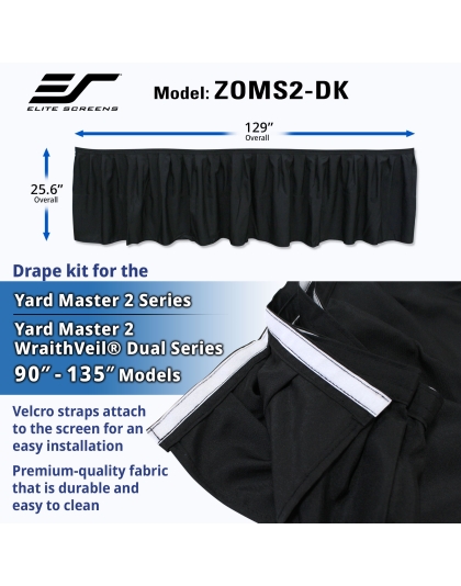 Elite Screens Drape Kit for Yard Master 2 Yard Master Dual Projection Screens 90-Inch Diag. to 135-Inch Diag. Models. 129-Inch Diag. L x 25.6-Inch Diag. H