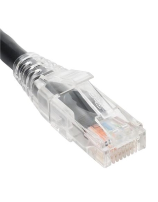 PATCH CORD CAT6 CLEAR BOOT 1' BLACK
